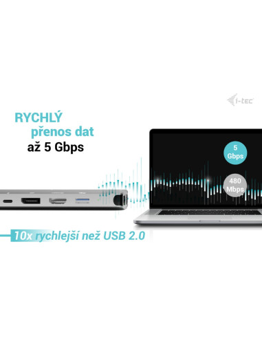 i-tec USB-C Metal Nano 3x Display (DP, HDMI a VGA) Docking Station, Power Delivery 100W