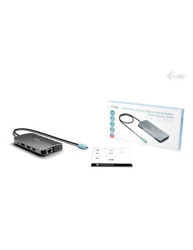 i-tec USB-C Metal Nano 3x Display (DP, HDMI a VGA) Docking Station, Power Delivery 100W