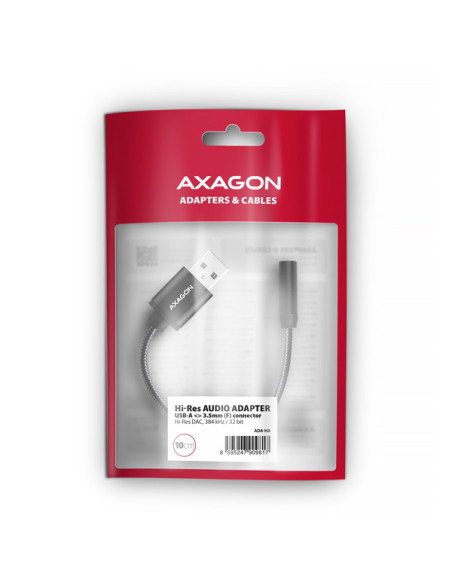 AXAGON ADA-HA, USB-A na 3.5mm jack Hi-Res DAC audio adaptér, 384kHz/32bit, stereo