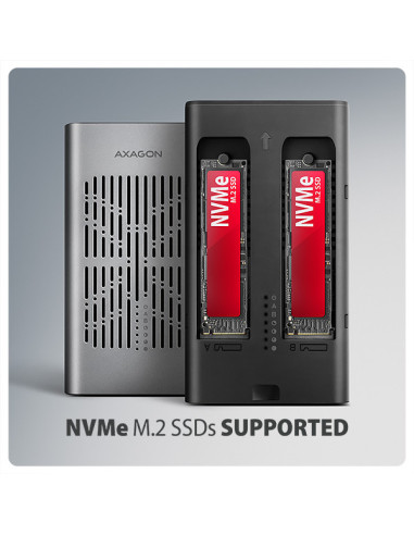AXAGON EEM2-20GD, USB-C 20Gbps externý box pre dvoch M.2 NVMe SSD s funkciou klonovania