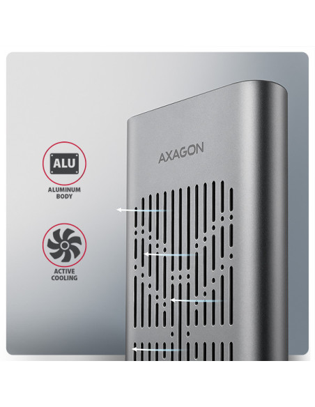 AXAGON EEM2-20GD, USB-C 20Gbps externý box pre dvoch M.2 NVMe SSD s funkciou klonovania