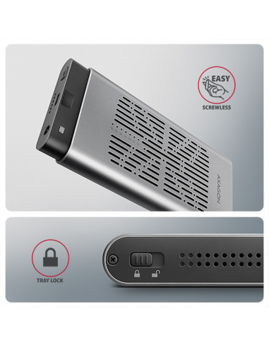 AXAGON EEM2-20GD, USB-C 20Gbps externý box pre dvoch M.2 NVMe SSD s funkciou klonovania