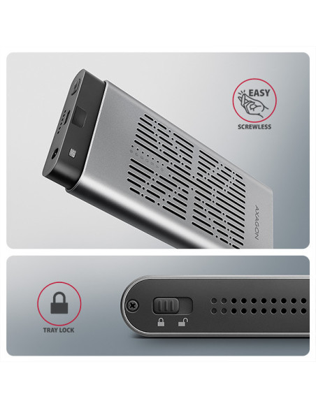 AXAGON EEM2-20GD, USB-C 20Gbps externý box pre dvoch M.2 NVMe SSD s funkciou klonovania