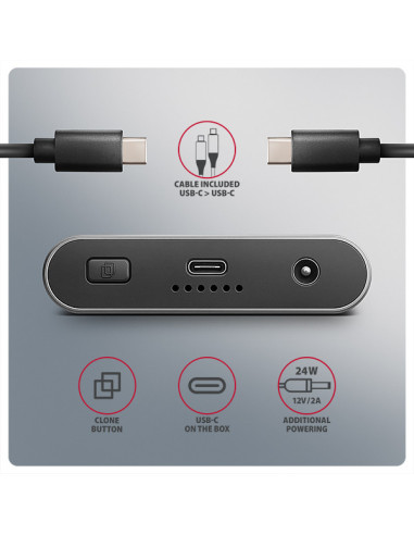 AXAGON EEM2-20GD, USB-C 20Gbps externý box pre dvoch M.2 NVMe SSD s funkciou klonovania