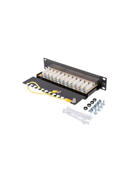 LANBERG PATCH PANEL 12PORT 1U 10" CAT.6 FTP TIENE ČIERNY