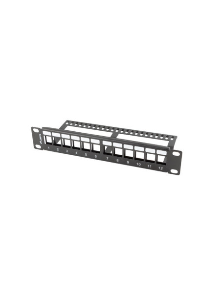 LANBERG PATCH PANEL 12 PORTOV 1U S ORGANIZÉROM PRO KEYSTONE MODULY ČIERNY