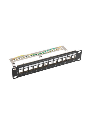 LANBERG PATCH PANEL 12 PORTOV 1U 19" FTP PRO MODULY KEYSTONE ČIERNY V2