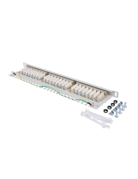 LANBERG PATCH PANEL 24 PORTOV 0,5U 19" CAT.6 FTP TIENENÝ ŠEDÝ