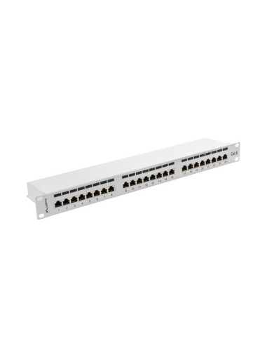 LANBERG PATCH PANEL 24 PORTOV 1U 19" CAT.6 FTP TIENENÝ ŠEDÝ
