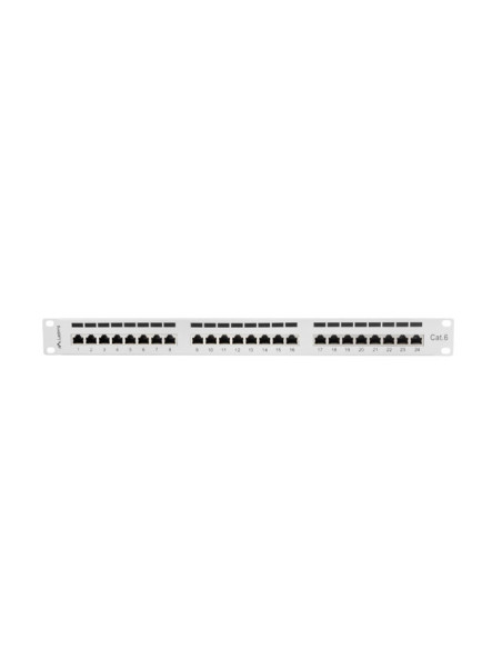 LANBERG PATCH PANEL 24 PORTOV 1U 19" CAT.6 FTP TIENENÝ ŠEDÝ