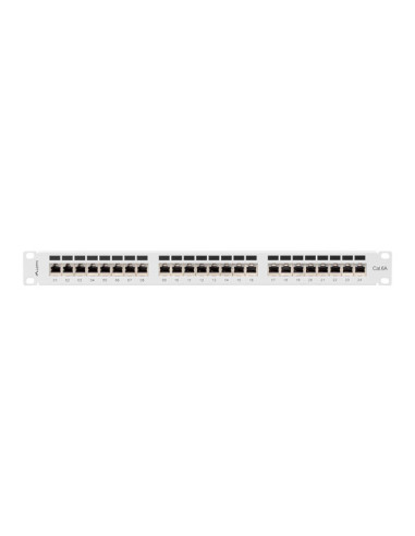 LANBERG PATCH PANEL 24 PORTOV 1U 19" CAT.6A FTP TIENENÝ ŠEDÝ