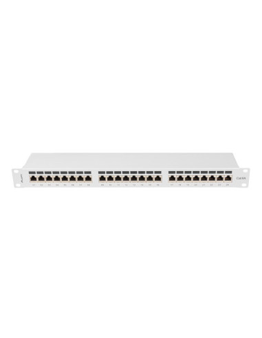LANBERG PATCH PANEL 24 PORTOV 1U 19" CAT.6A FTP TIENENÝ ŠEDÝ