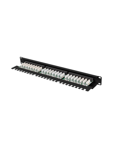 LANBERG PATCH PANEL 24 PORTOV 1U 19" CAT.5E UTP S POLICIOU ČIERNY