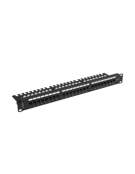 LANBERG PATCH PANEL 24 PORTOV 1U 19" CAT.6 UTP S POLICIOU ČIERNY