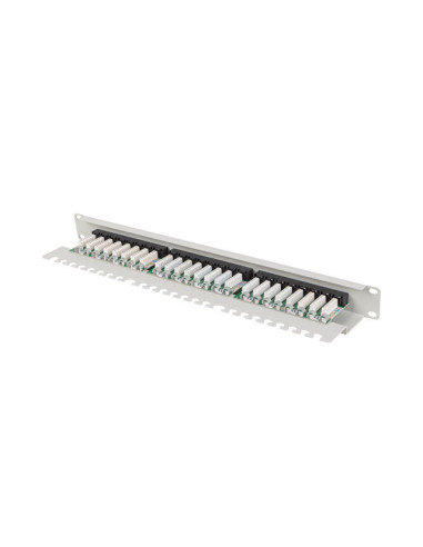 LANBERG PATCH PANEL 24 PORTOV 1U 19" CAT.6 UTP S POLICIOU ŠEDÝ