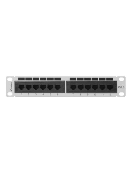 LANBERG PATCH PANEL 12PORT 1U 10" CAT.6 UTP ŠEDÝ