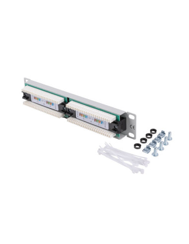 LANBERG PATCH PANEL 12PORT 1U 10" CAT.6 UTP ŠEDÝ
