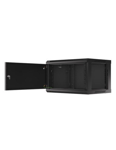 LANBERG RACKOVÁ SKRIŇA 19" PRO MONTÁŽ NA STENU 6U/600X450 PRO VLASTNÚ MONTÁŽ S KOVOVÝMI DVERMI ČIERNA