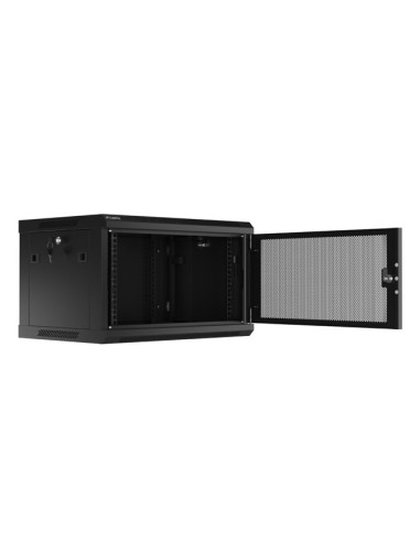 LANBERG 19" RACKOVÁ SKRIŇA PRO MONTÁŽ NA STENU 6U/600X450 S PERFOROVANÝMI DVERAMI ČIERNA-PLOCHÉ BALENIE