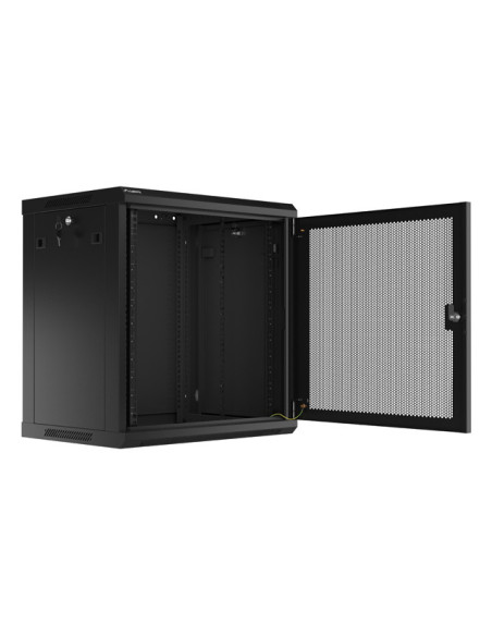 LANBERG 19" RACKOVÁ SKRIŇA 12U/600X450 S PERFOROVANÝMI DVERAMI ČIERNA - PLOCHÉ BALENIE