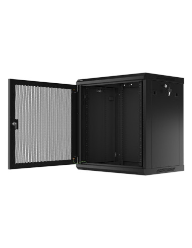 LANBERG 19" RACKOVÁ SKRIŇA 12U/600X450 S PERFOROVANÝMI DVERAMI ČIERNA - PLOCHÉ BALENIE
