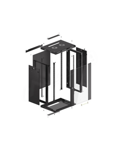 LANBERG 19" RACKOVÁ SKRIŇA PRO MONTÁŽ NA STENU 18U/600X450 (FLAT PACK) S PROSKLENÝMI DVERMI ČIERNA V2