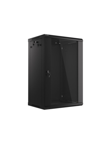 LANBERG 19" RACKOVÁ SKRIŇA PRO MONTÁŽ NA STENU 18U/600X450 (FLAT PACK) S PROSKLENÝMI DVERMI ČIERNA V2