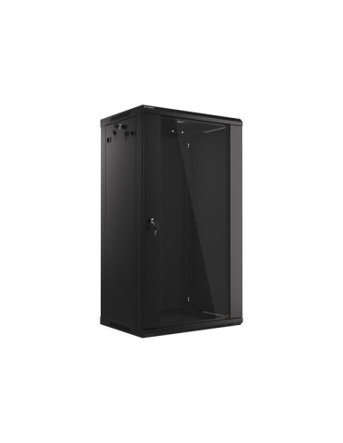 LANBERG 19" RACKOVÁ SKRIŇA PRO MONTÁŽ NA STENU 22U/600X450 (FLAT PACK) S PROSKLENÝMI DVERMI ČIERNA V2