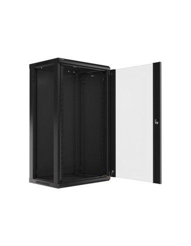 LANBERG 19" RACKOVÁ SKRIŇA PRO MONTÁŽ NA STENU 22U/600X450 (FLAT PACK) S PROSKLENÝMI DVERMI ČIERNA V2