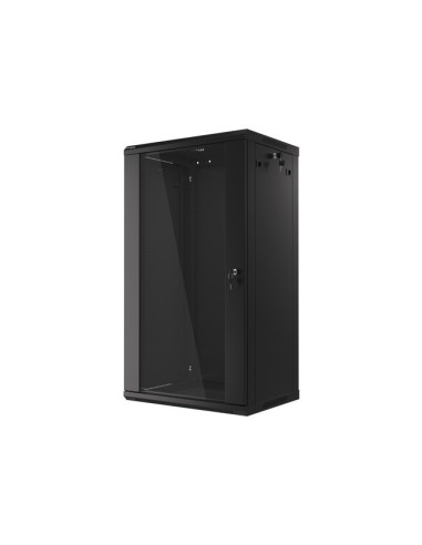 LANBERG 19" RACKOVÁ SKRIŇA PRO MONTÁŽ NA STENU 22U/600X450 (FLAT PACK) S PROSKLENÝMI DVERMI ČIERNA V2