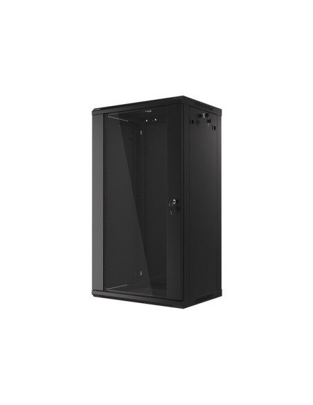 LANBERG 19" RACKOVÁ SKRIŇA PRO MONTÁŽ NA STENU 22U/600X450 (FLAT PACK) S PROSKLENÝMI DVERMI ČIERNA V2