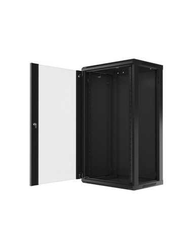 LANBERG 19" RACKOVÁ SKRIŇA PRO MONTÁŽ NA STENU 22U/600X450 (FLAT PACK) S PROSKLENÝMI DVERMI ČIERNA V2