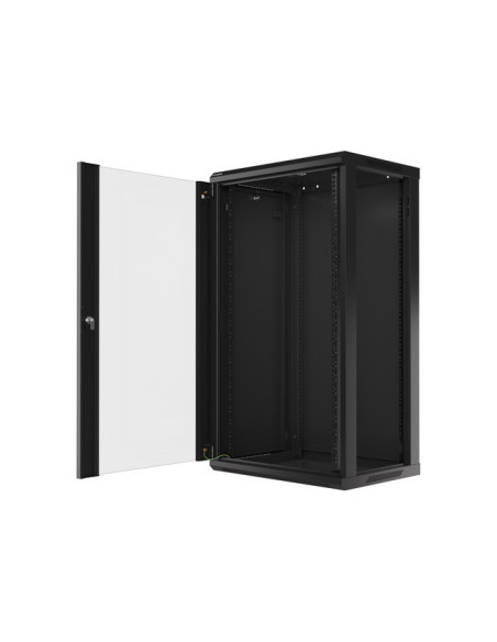 LANBERG 19" RACKOVÁ SKRIŇA PRO MONTÁŽ NA STENU 22U/600X450 (FLAT PACK) S PROSKLENÝMI DVERMI ČIERNA V2