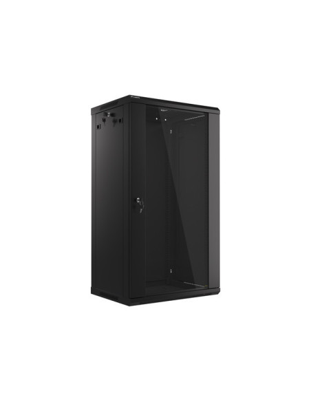 LANBERG 19" RACKOVÁ SKRIŇA PRO MONTÁŽ NA STENU 22U/600X450 (FLAT PACK) S PROSKLENÝMI DVERMI ČIERNA V2