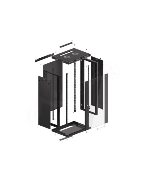 LANBERG 19" RACKOVÁ SKRIŇA PRO MONTÁŽ NA STENU 22U/600X450 (FLAT PACK) S PROSKLENÝMI DVERMI ČIERNA V2