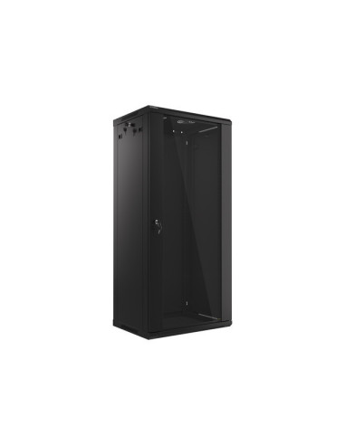 LANBERG RACKOVÁ SKRIŇA 19" NÁSTENNÁ 27U/600X450 (FLAT PACK) S PRESKLENÝMI DVERMI ČIERNA V2