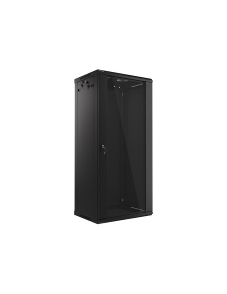 LANBERG RACKOVÁ SKRIŇA 19" NÁSTENNÁ 27U/600X450 (FLAT PACK) S PRESKLENÝMI DVERMI ČIERNA V2