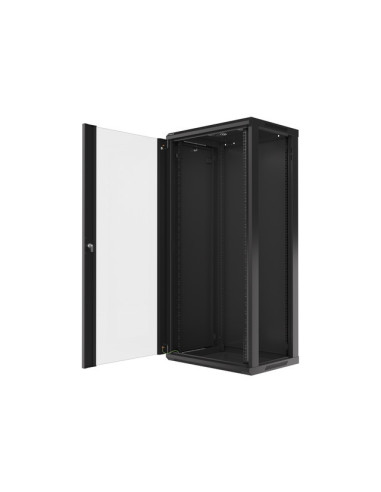 LANBERG RACKOVÁ SKRIŇA 19" NÁSTENNÁ 27U/600X450 (FLAT PACK) S PRESKLENÝMI DVERMI ČIERNA V2