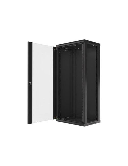 LANBERG RACKOVÁ SKRIŇA 19" NÁSTENNÁ 27U/600X450 (FLAT PACK) S PRESKLENÝMI DVERMI ČIERNA V2