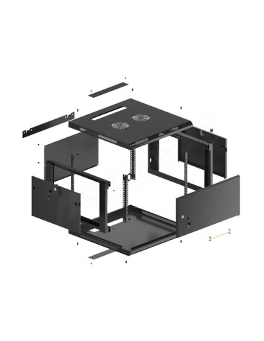 LANBERG RACKOVÁ SKRIŇA 19" PRO MONTÁŽ NA STENU 6U/600X600 PRO VLASTNÚ MONTÁŽ S KOVOVÝMI DVERAMI ČIERNA