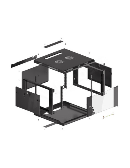 LANBERG 19" RACKOVÁ SKRIŇA PRO MONTÁŽ NA STENU 6U/600X600 (FLAT PACK) ČIERNA V2