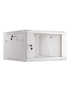 LANBERG 19" RACKOVÁ SKRIŇA PRO MONTÁŽ NA STENU 6U/600X600 (FLAT PACK) S PROSKLENÝMI DVERAMI ŠEDÁ V2