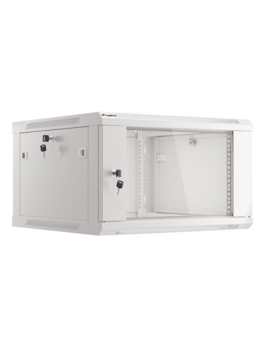 LANBERG 19" RACKOVÁ SKRIŇA PRO MONTÁŽ NA STENU 6U/600X600 (FLAT PACK) S PROSKLENÝMI DVERAMI ŠEDÁ V2