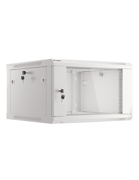 LANBERG 19" RACKOVÁ SKRIŇA PRO MONTÁŽ NA STENU 6U/600X600 (FLAT PACK) S PROSKLENÝMI DVERAMI ŠEDÁ V2