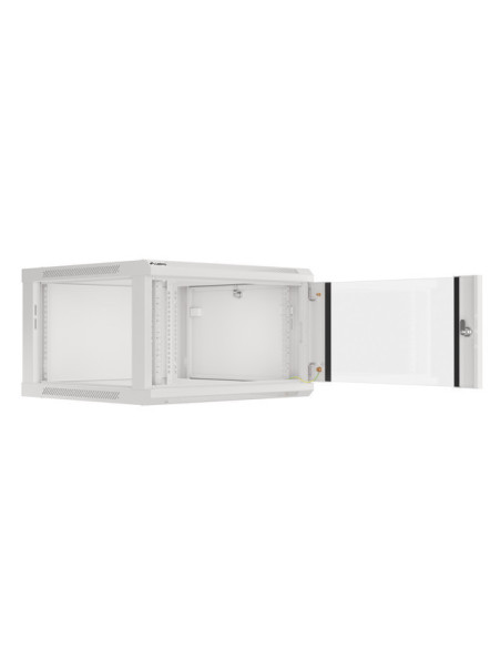 LANBERG 19" RACKOVÁ SKRIŇA PRO MONTÁŽ NA STENU 6U/600X600 (FLAT PACK) S PROSKLENÝMI DVERAMI ŠEDÁ V2