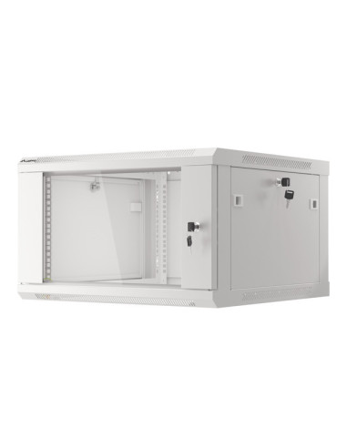 LANBERG 19" RACKOVÁ SKRIŇA PRO MONTÁŽ NA STENU 6U/600X600 (FLAT PACK) S PROSKLENÝMI DVERAMI ŠEDÁ V2