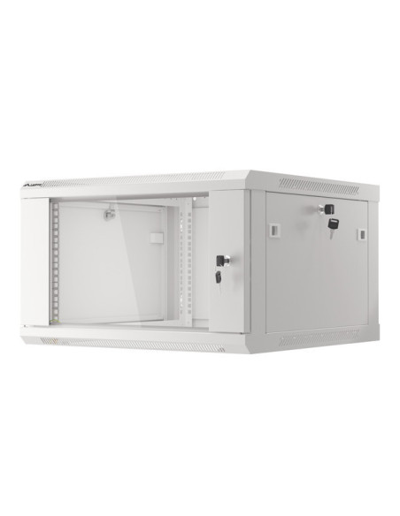 LANBERG 19" RACKOVÁ SKRIŇA PRO MONTÁŽ NA STENU 6U/600X600 (FLAT PACK) S PROSKLENÝMI DVERAMI ŠEDÁ V2