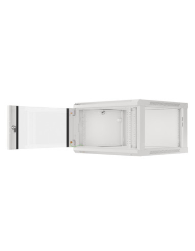 LANBERG 19" RACKOVÁ SKRIŇA PRO MONTÁŽ NA STENU 6U/600X600 (FLAT PACK) S PROSKLENÝMI DVERAMI ŠEDÁ V2
