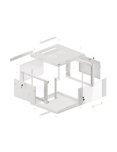 LANBERG 19" RACKOVÁ SKRIŇA PRO MONTÁŽ NA STENU 6U/600X600 (FLAT PACK) S PROSKLENÝMI DVERAMI ŠEDÁ V2