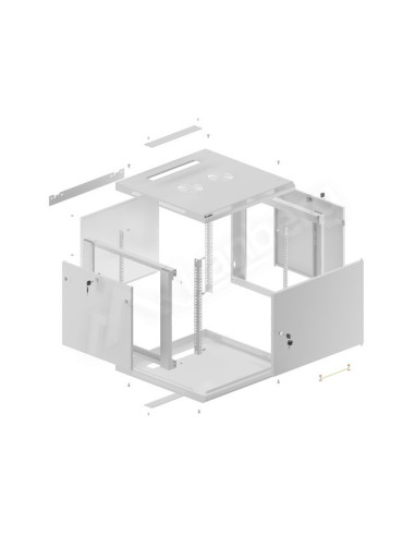 LANBERG RACKOVÁ SKRIŇA 19" PRO MONTÁŽ NA STENU 9U/600X600 PRO VLASTNÚ MONTÁŽ S KOVOVÝMI DVERMI ŠEDÁ
